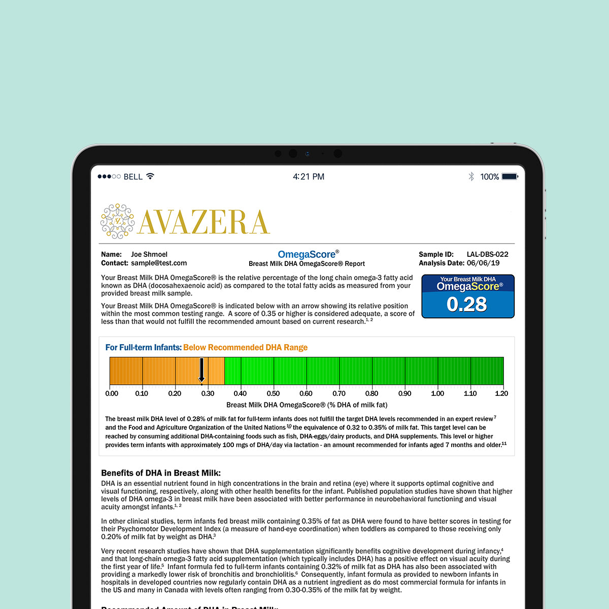 Omega DHA Breast Milk Test